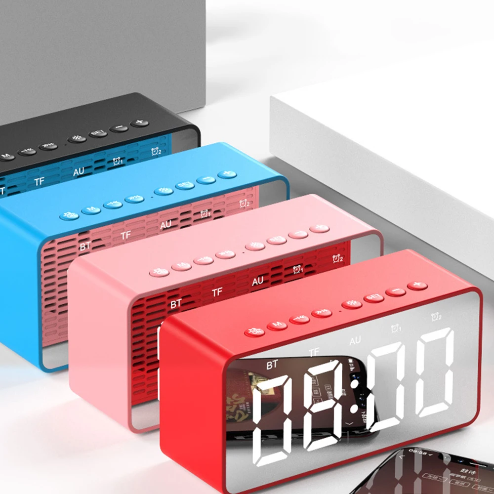 BT506 светодиодный зеркальный будильник часы с беспроводной Bluetooth динамик поддержка Aux TF USB музыкальный плеер беспроводной для офиса спальни