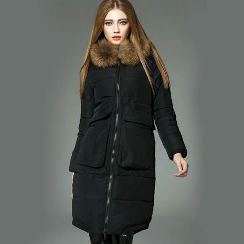 Зимняя куртка 2017 женская обувь Высокое качество Длинные из натуральной