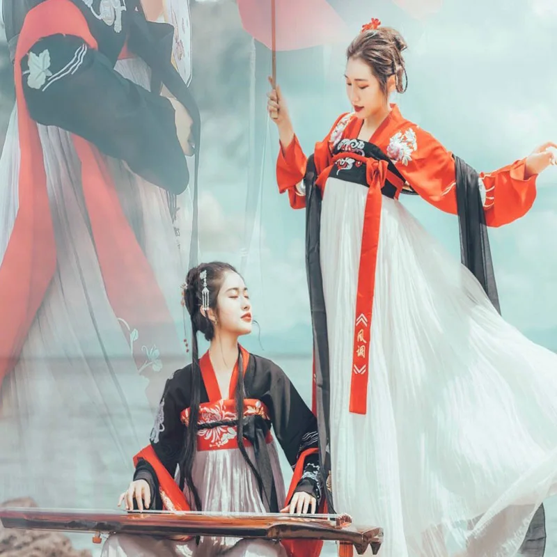 Новое летнее традиционное льняное платье Hanfu династии Тан ханьфу для женщин