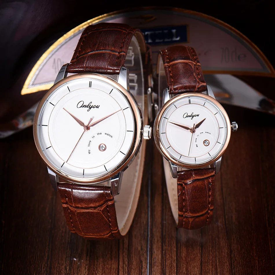 ONLYOU Watch Woman Fashion Design Brand Men Leather Vintage Quartz Calendar Analog Clock Lovers Women Wrist Best Deal | Наручные часы
