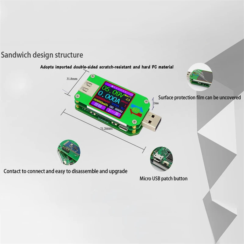 UM24 UM24C USB 2,0 цветной ЖК-дисплей тестер напряжения измеритель тока Вольтметр Amperimetro измерение заряда батареи сопротивление кабеля