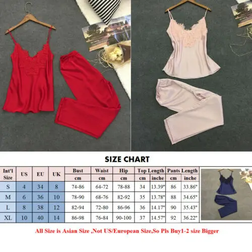 Комплект пижамный женский атласный из 2 предметов Шелковый кружевной топ без