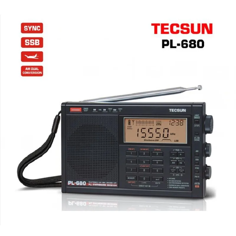 Original TECSUN PL-680 FM Radio Synthesized Receiver Stereo Portable DSP Digital with Power Adapter&ampBattery Black | Электроника