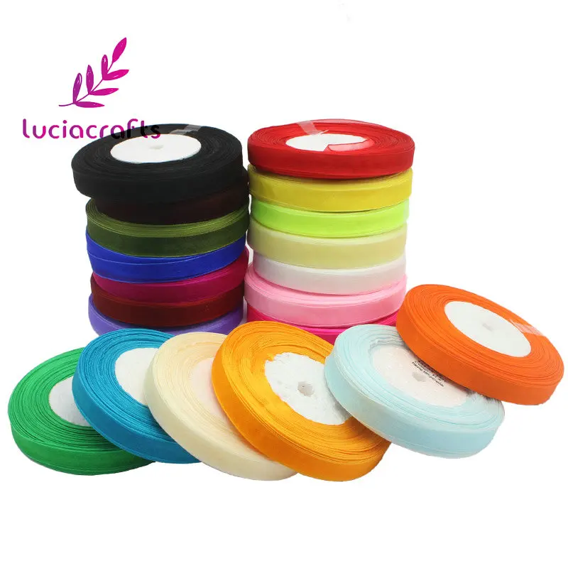 Lucia crafts 10 ярдов/50 ярдов 25-26 мм лента из органзы для упаковки и банта X0305 | Дом сад