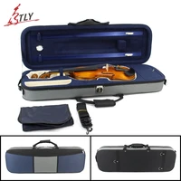 black gray blue stitching canvas rectangle violin case large storage space w hygrometer straps for 44 34 12 14 18 violin