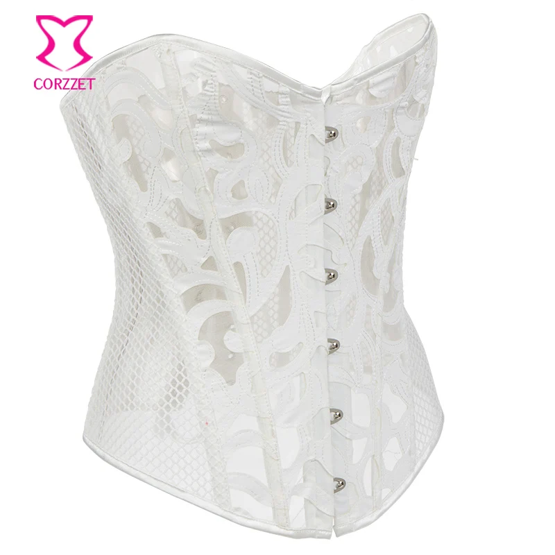 Белый корсет в сеточку из искусственной кожи сексуальное эротическое нижнее