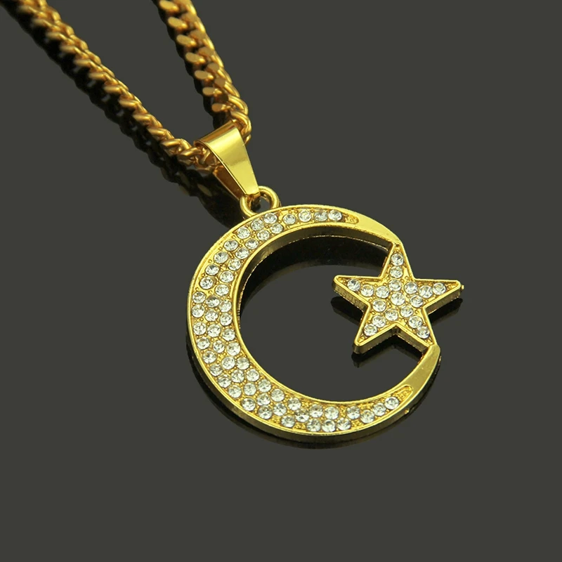 1 шт. ожерелье с подвеской в виде Луны и звезды Мужская Цепочка кристаллами стиле