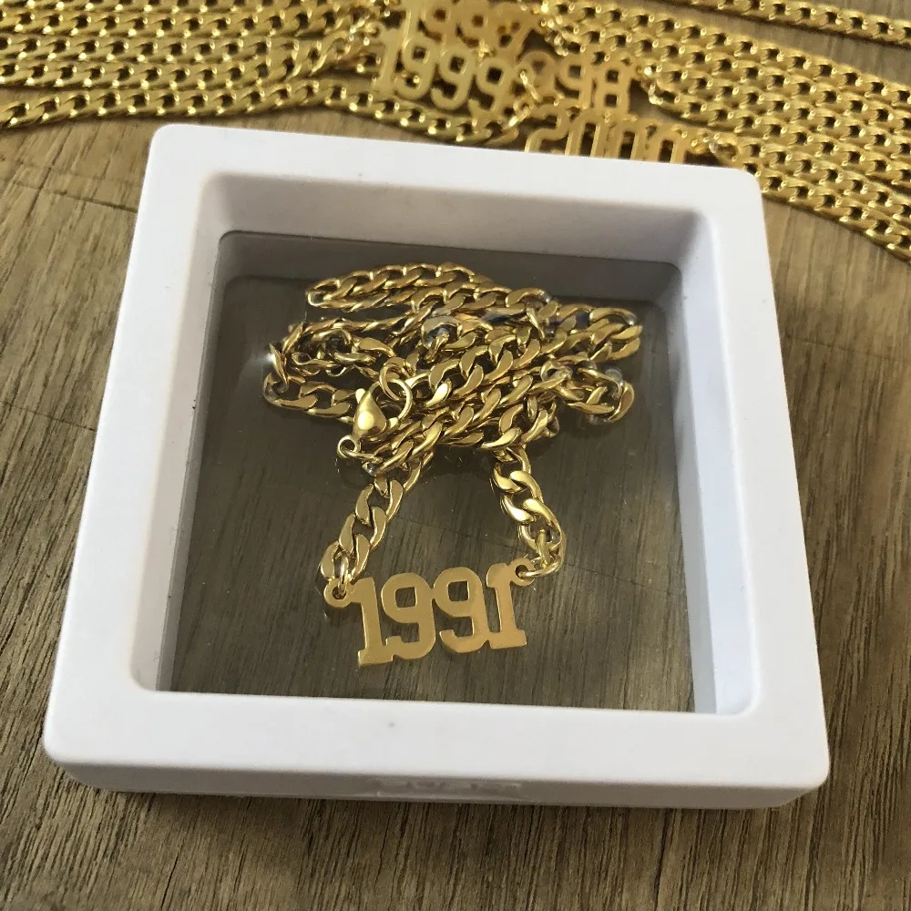 

Year Necklace Gold Name Necklace Personalized Custom Name Necklace Birth Year
