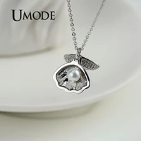 umode open shell pearl necklaces pendants for women bohemian chain necklace zirconia fashion jewelry gifts accessories un0323
