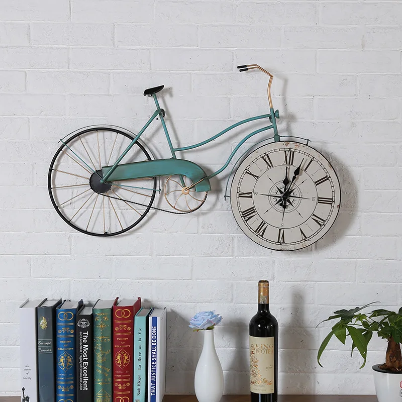Большие креативные настенные часы с велосипедом винтажные аксессуары для