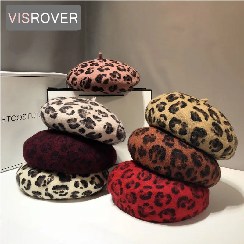 VISROVER 7 цветов, осенне-зимние кашемировые береты из леопардовой кожи, женские новые кашемировые Теплые повседневные береты высокого качества
