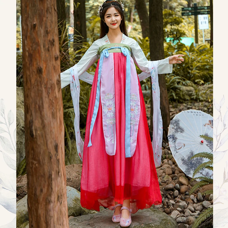 

Hanfu Traditional Dance Costume Oriental Folk Stage Performance Clothes Chinese Festival Outfit Fairy Dress For Women DF1002