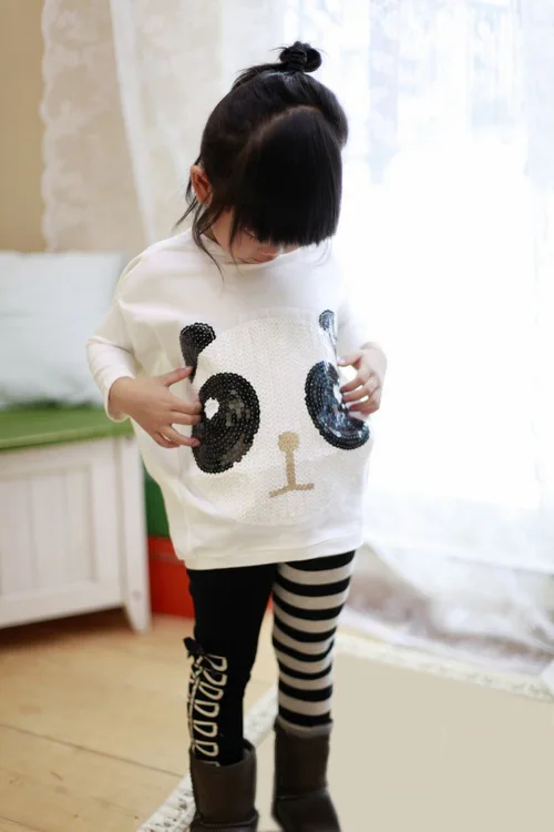 2 предмета одежда для новорожденной девочки Новинка куртка панды малышей Топ +