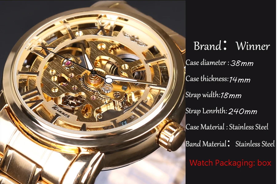2017 Для мужчин смотреть лучший бренд класса люкс Победитель Скелет Смотреть