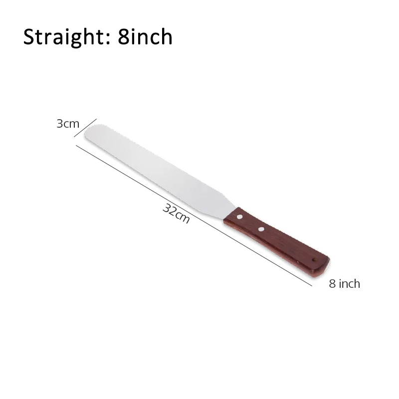 Straight 8 inch Anpro нержавеющая сталь Торт Глазурь шпатель масло крем глазурь нож с деревянной ручкой профессиональные Кондитерские украшения инструменты - Цвет: Straight 8 inch