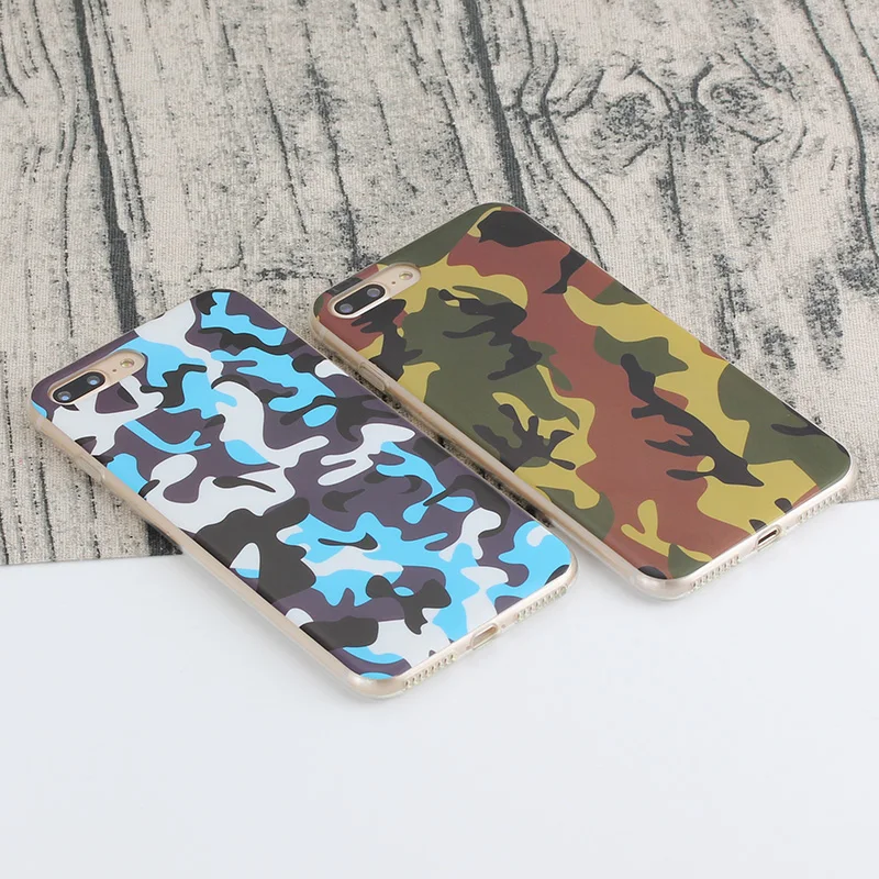 Чехол для iPhone 6 6S 7 8 Plus X XS Мягкий ТПУ силиконовый камуфляж цвет Узорчатая