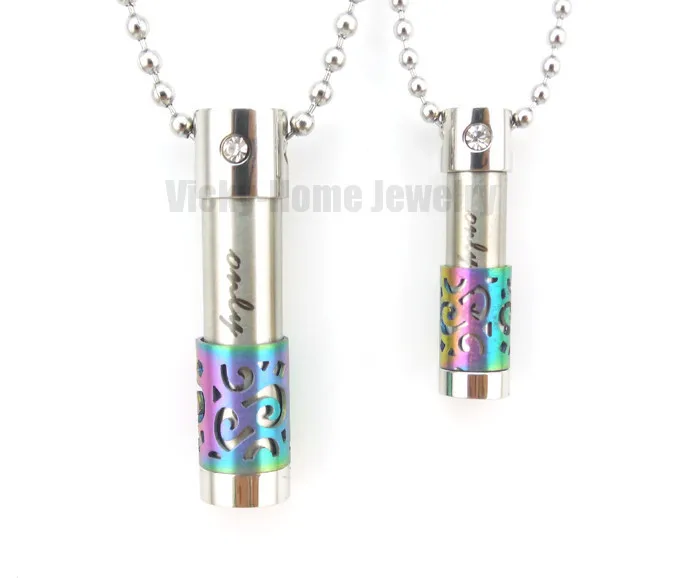 Бесплатная доставка пара радужных подвесок для эфирного масла из нержавеющей