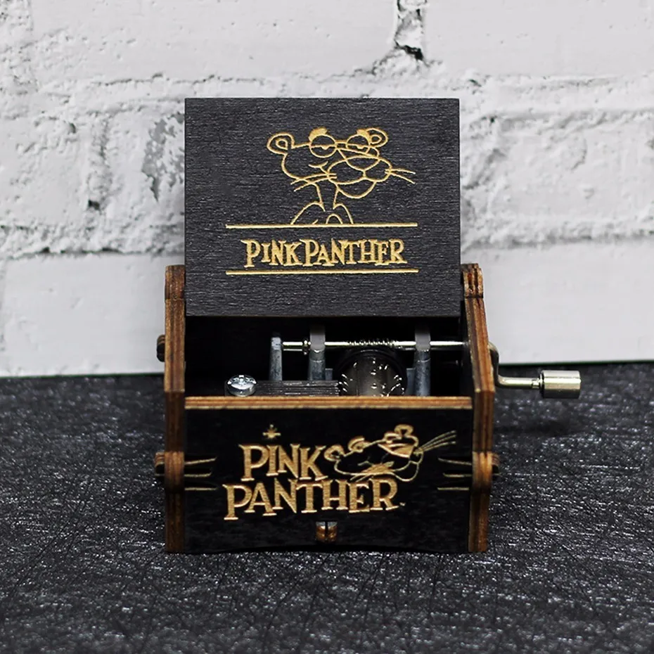 Pink Panther Старинный резной ручной кран Chihiro деревянная музыкальная шкатулка Игра престолов Розовая пантера Happy Рождественский подарок, подарок на день рождения - Цвет: Pink Panther