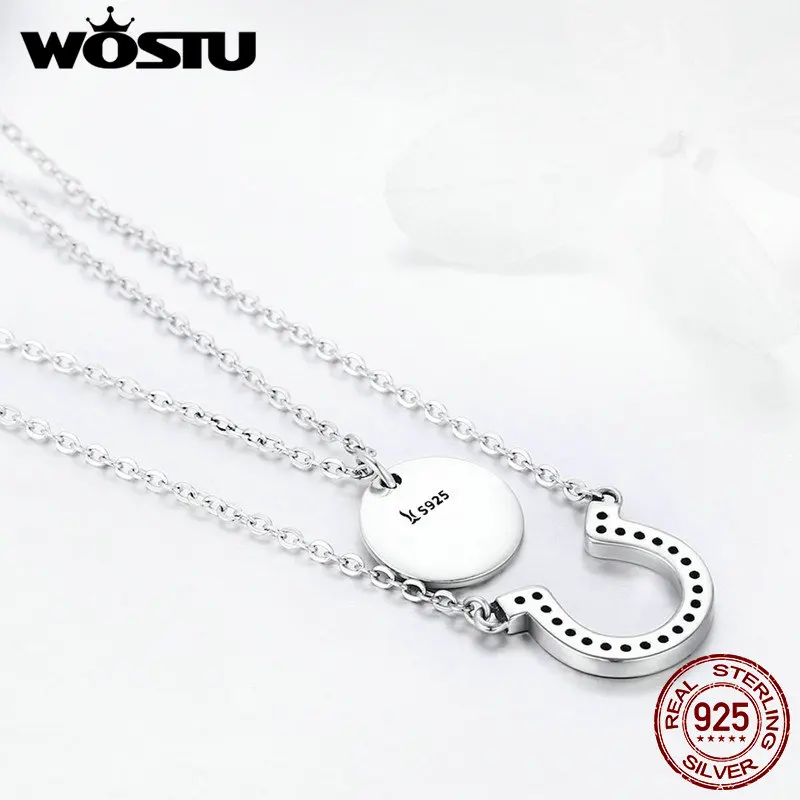 WOSTU модное 925 пробы Серебряное ожерелье с подвеской Lucky To Have You прозрачное CZ ожерелье для женщин 925 ювелирное изделие модный подарок CQN235