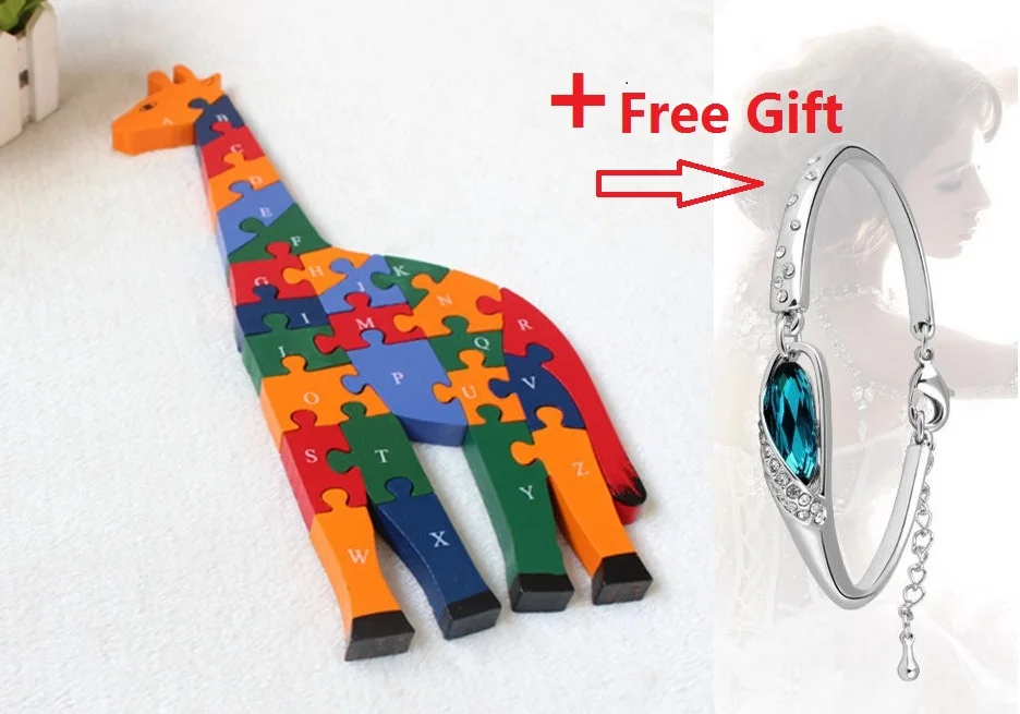 3D Животных Письмо Математика Новый Жираф Игрушка Игра-Головоломка Деревянные