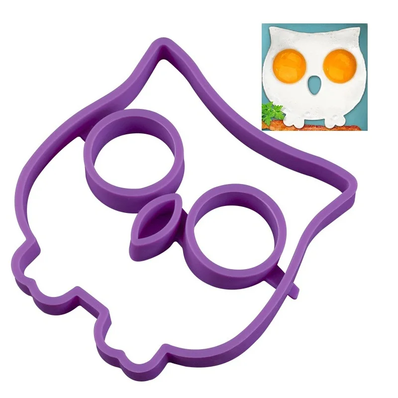 Owl 3D Сова Сердце Звезда медведь цветок автомобиль замок в форме силикона блинница яйцо кольцо DIY антипригарная форма для омлета кухонный инструмент - Цвет: Owl