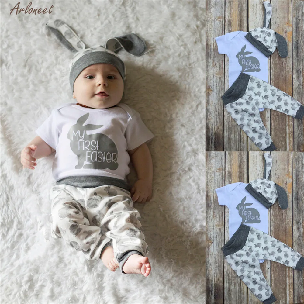 ARLONEET/одежда белый комбинезон с принтом пасхального кролика + штаны шапочка для