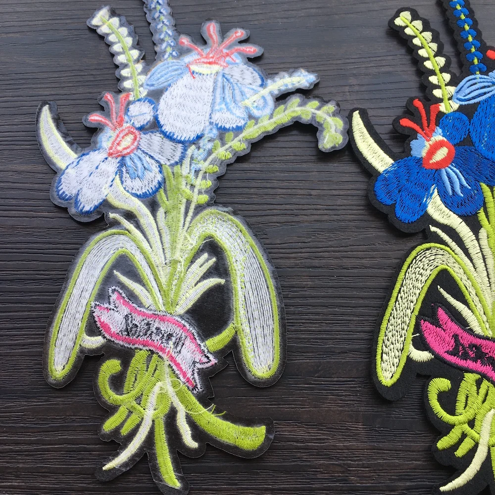 1 шт цветы орхидеи железа на патчи/вышитая нашивка-аппликация для DIY Футболка