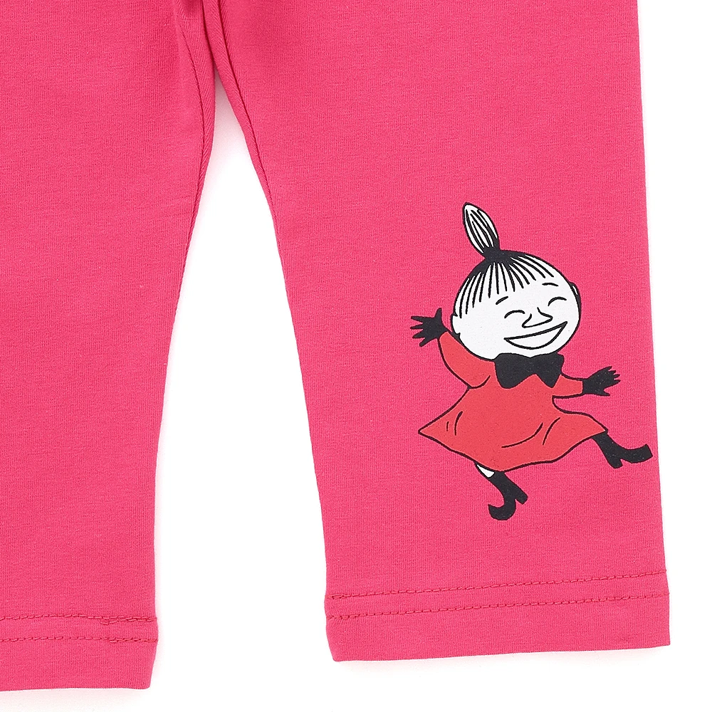 Moomin/хлопковые леггинсы для девочек; укороченные узкие брюки; брюки с оборками; обтягивающие штаны с эластичной резинкой на талии для девочек; розовые брюки с оборками