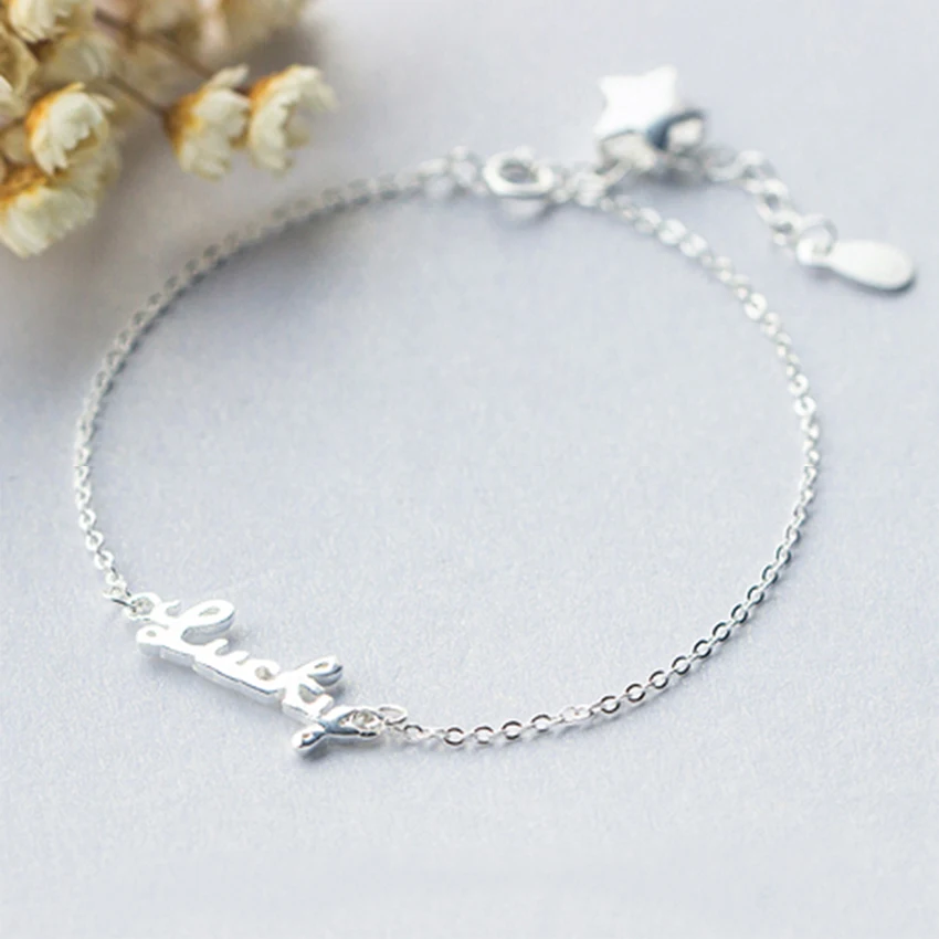 Kinitial начальный Счастливый браслет 925 серебряные браслеты с подвесками и звездами