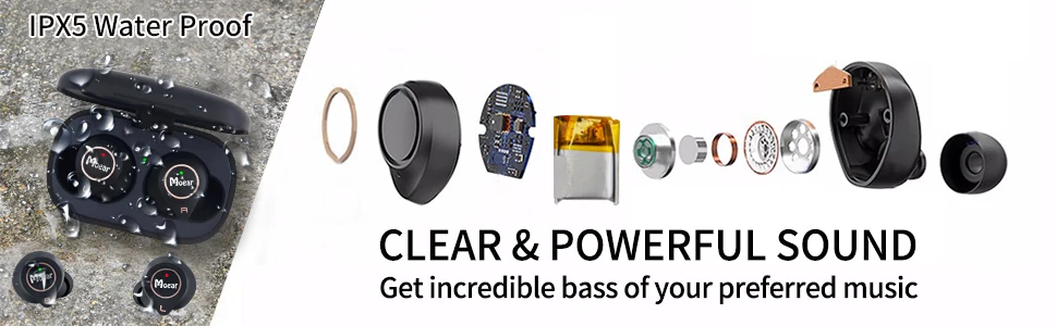 TWS Bluetooth наушники, Moear Bluetooth 5,0 наушники настоящие беспроводные наушники спортивные наушники-вкладыши TWS стерео HiFi Звук Bluetooth наушники