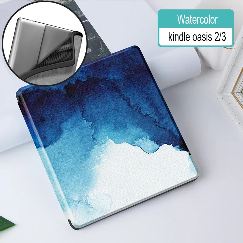Ультратонкий Мягкий Магнитный чехол для " Kindle Oasis 2/3(& Release) eReader для Kindle Oasis / Auto Sleep/Wake - Цвет: Watercolor