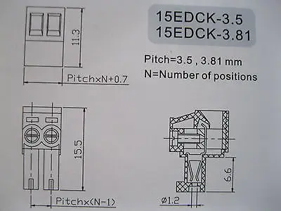 12 pcs Screw Terminal Block Connector 3.81mm 8 pin/way Green Pluggable Type | Обустройство дома