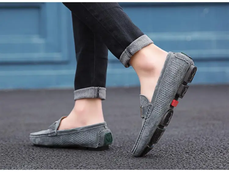 Mocassin homme de Lux; повседневные лоферы; Мужская обувь; дышащая обувь; модная мужская обувь; слипоны; мужские лоферы размера плюс 11; черный цвет