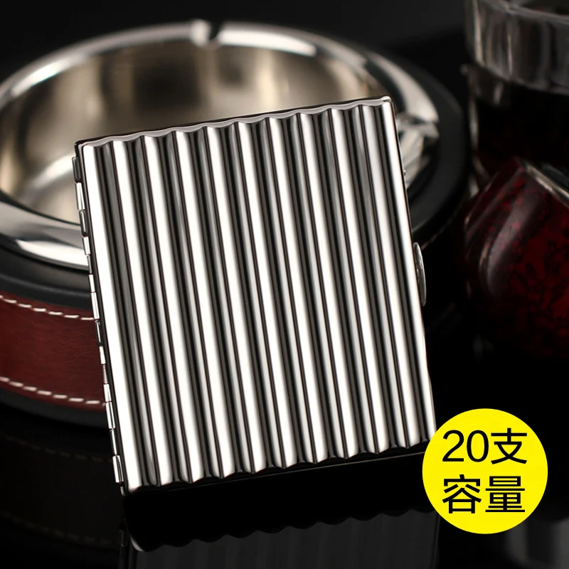 for 20 cigarette Новинка 1 шт. Для мужчин для сигареты чехол с подарочной коробкой Porket Размеры за 10/20 штук Винтаж металлический портсигар Портативный гофрированный дизайн - Цвет: for 20 cigarette