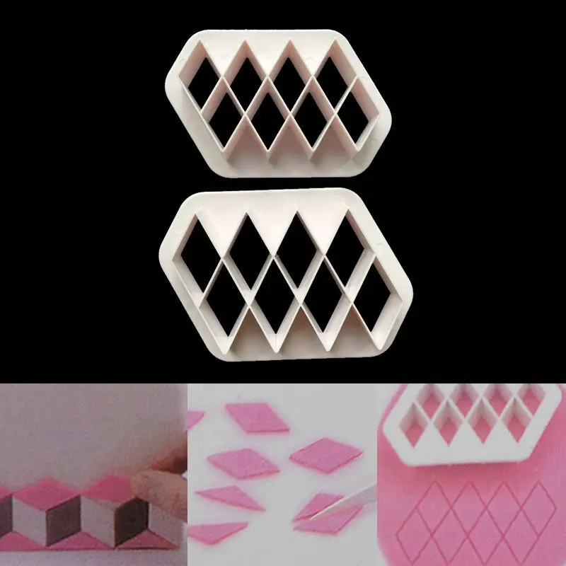 

2pcs Rhombic Plaid Cascade Artistic Effect Artesanato Ferramenta De Artesanato Pottery Ceramic Polymer Clay Tools Cutter Mold
