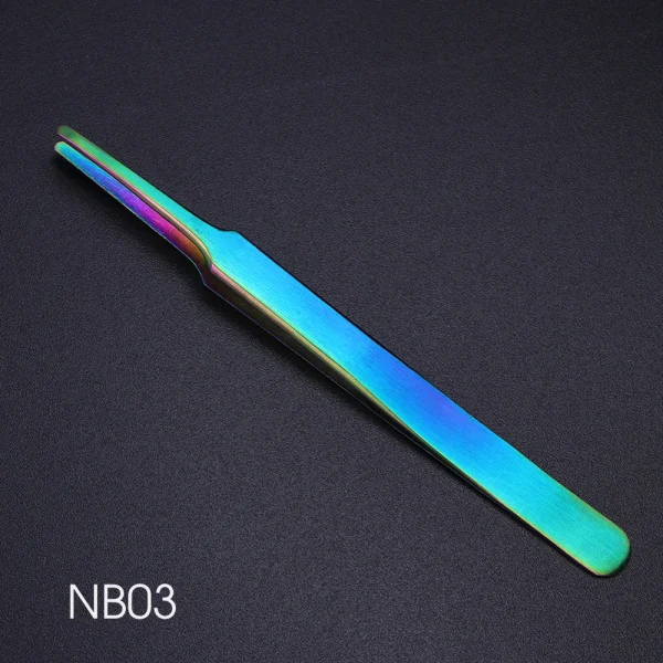 NB03 Пинцет для объемных ресниц, прямые изогнутые кусачки для ногтей хамелеон, набор, стразы, ресницы, брови, макияж, прецизионные щипцы, CHNB01-07 - Цвет: NB03