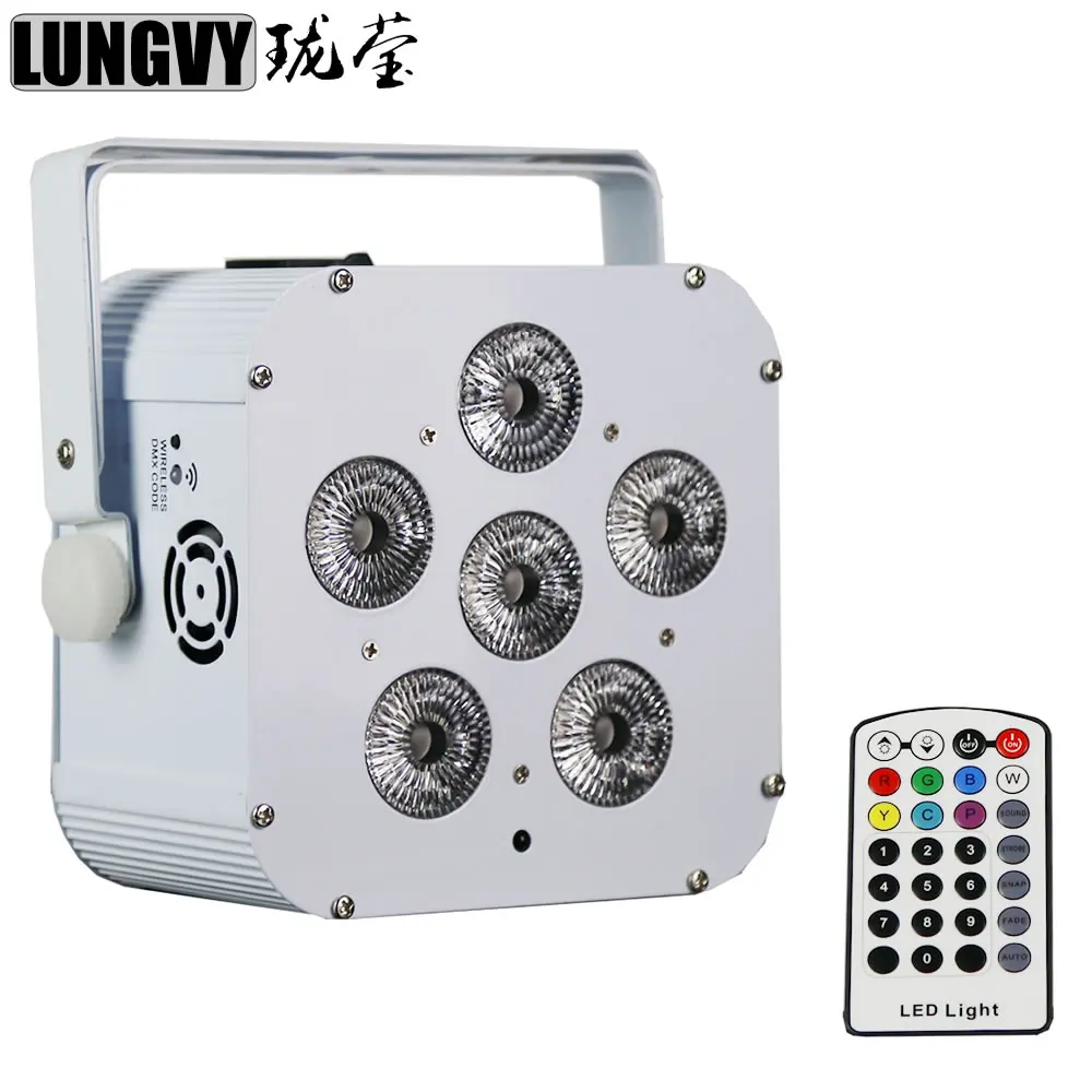 Бесплатная доставка 6х18 Вт 6в1 DMX512 батарея беспроводная светодиодная плоская