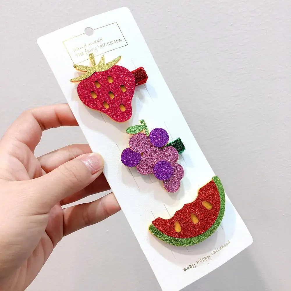 3 шт./компл. милые заколки для волос с фруктами девочек детские героями