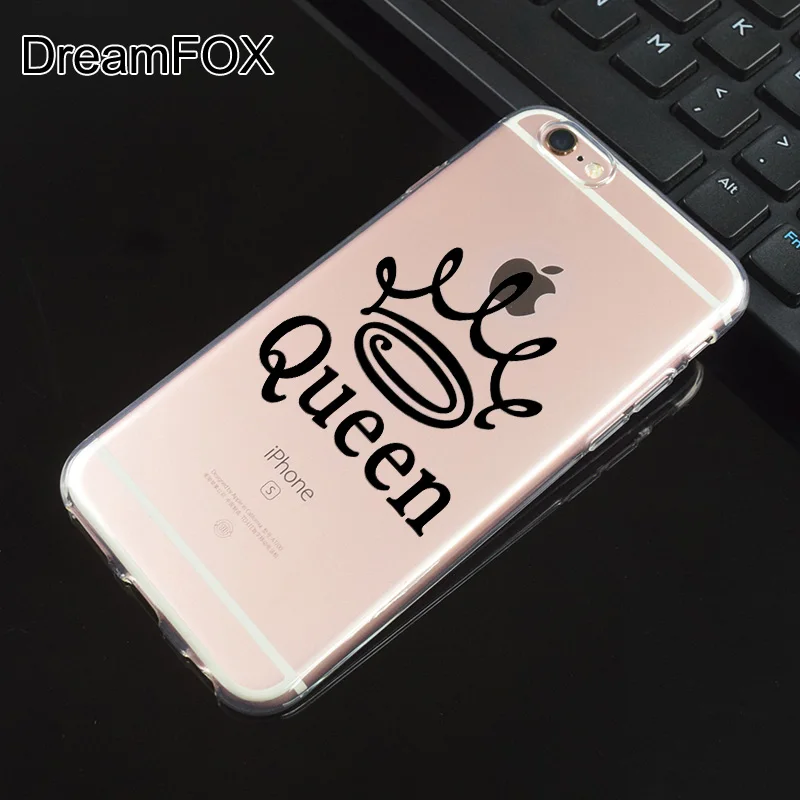 DREAMFOX N093 King queen Корона Мягкий ТПУ силиконовый чехол для Apple iPhone XR XS Max 8X7 6 S плюс 5 5S SE 5C
