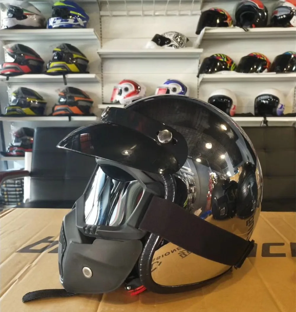 Free shipping new personalized fashion chrome cascos capacete motorcycle helmet 3/4 open face vintage scooter jet helmets