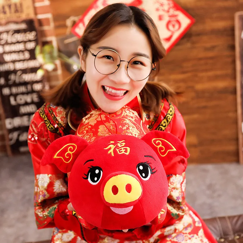 20/30/40 см 2019 год свиньи Kawaii Китай платье талисман Свинья плюшевый поросенок в Тан