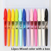 12pcsbox jinhao shark series 0 38mm 0 5mm fountain pen candy color kawaii shark cover student practise ink pen with a box