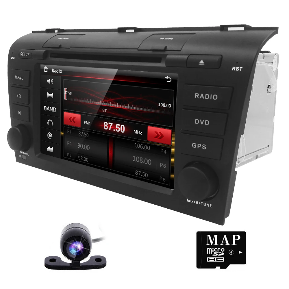 Бесплатная Камера 7 &quotдвойной 2 Din стерео dvd плеер навигации для Mazda 3 Mazda3 2004 2009 с gps