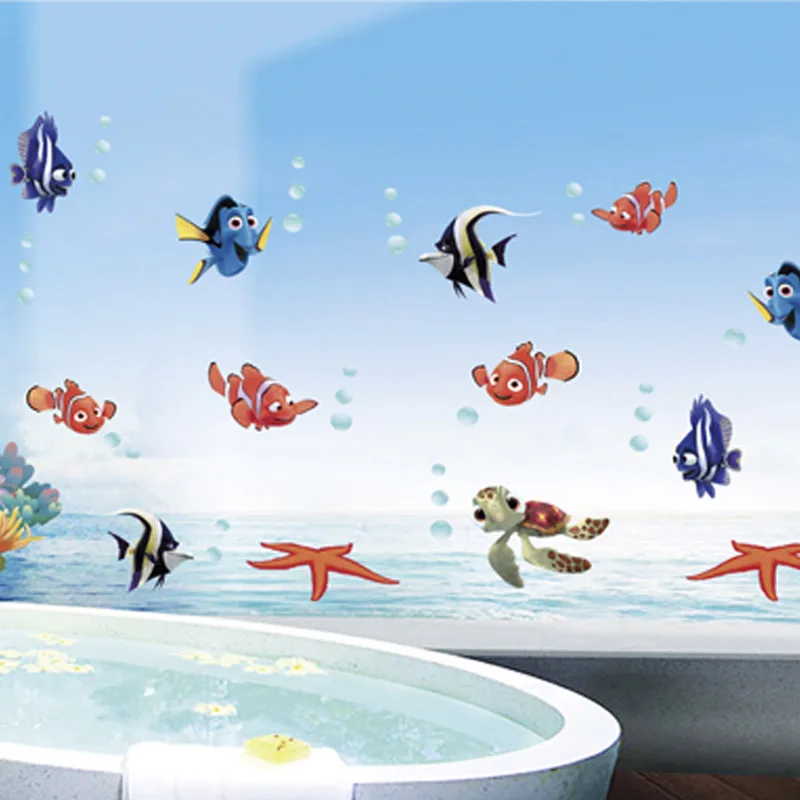 % Настенный стикер с изображением рыб и морского дна Bubble NEMO мультяшный настенный