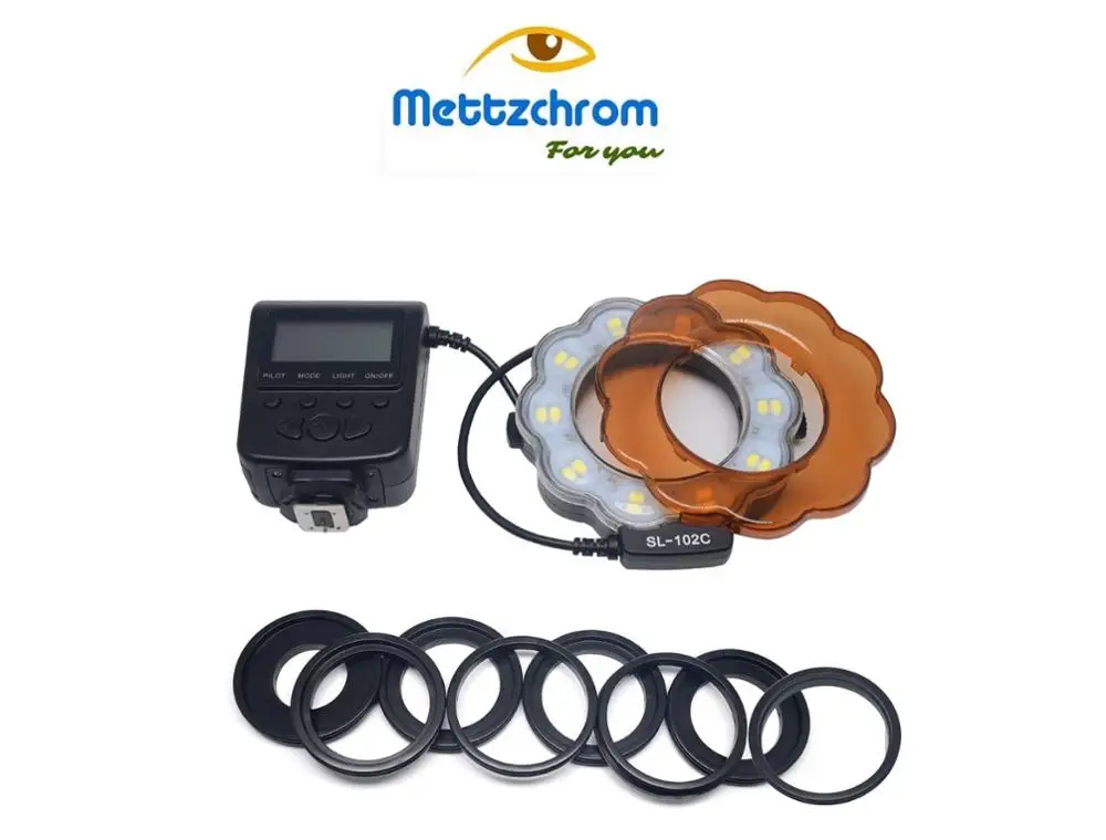 Mettzchrom led макрокольцо комплект вспышки с 8 кольцами адаптера для DSLR камеры Макро светодиодное светодиодный ЦО вспышка (art.: 7a7ff6ca2) - 7a7ff6ca2