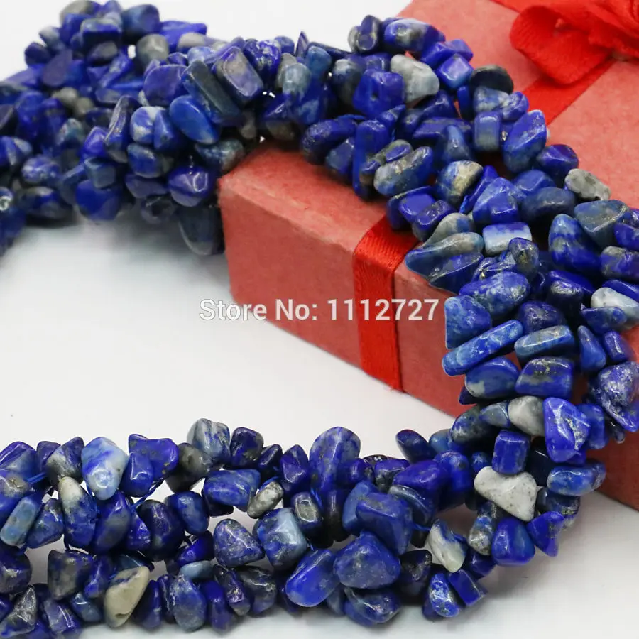Irregular Lapis lazuli Beads 3Rows Necklace Chain Jewelry Girls Party Gifts 18inch Stone Fitting Accessory Crafts Blue | Украшения и
