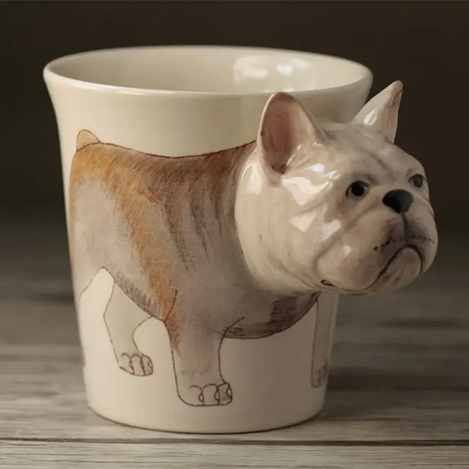 Креативные чайные кофейные кружки керамические 3D Мультяшные Слоны бульдог