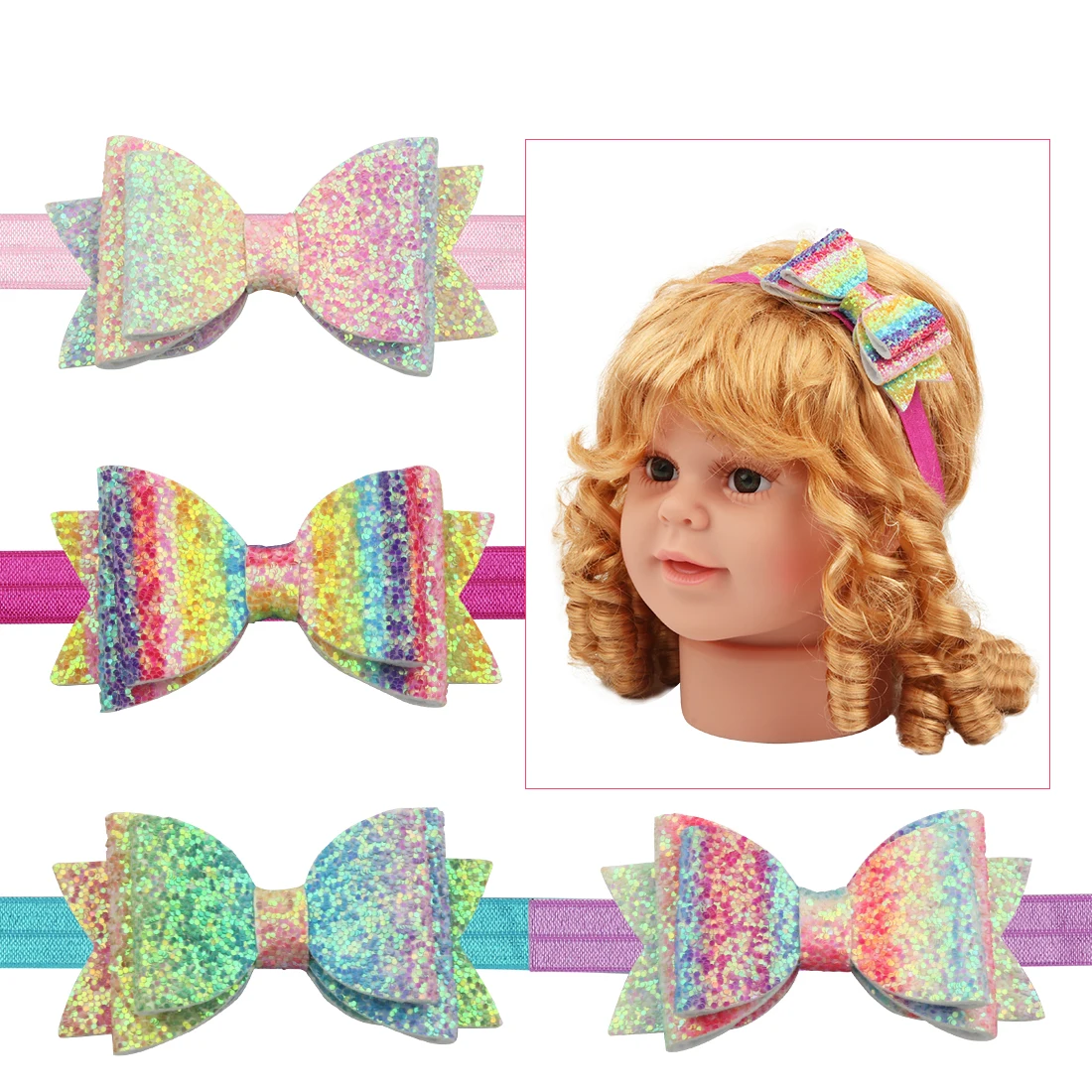 XIMA 1Piece 3inch Princess Hair Clip Girls Hairgrips Glitter Bows Headband for Party Hairband Children Accessories | Детская одежда и