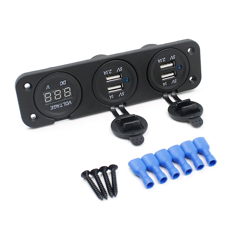 Автомобильное зарядное устройство KONDYIDE 4USB 2.1A адаптер с цифровым вольтметром для