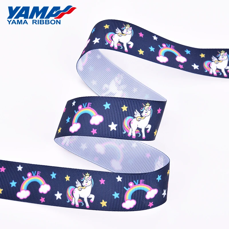 Яма 100 ярдов 25 мм мультфильм Grosgrain лента 1 дюйм Морская раковина Единорог Русалка